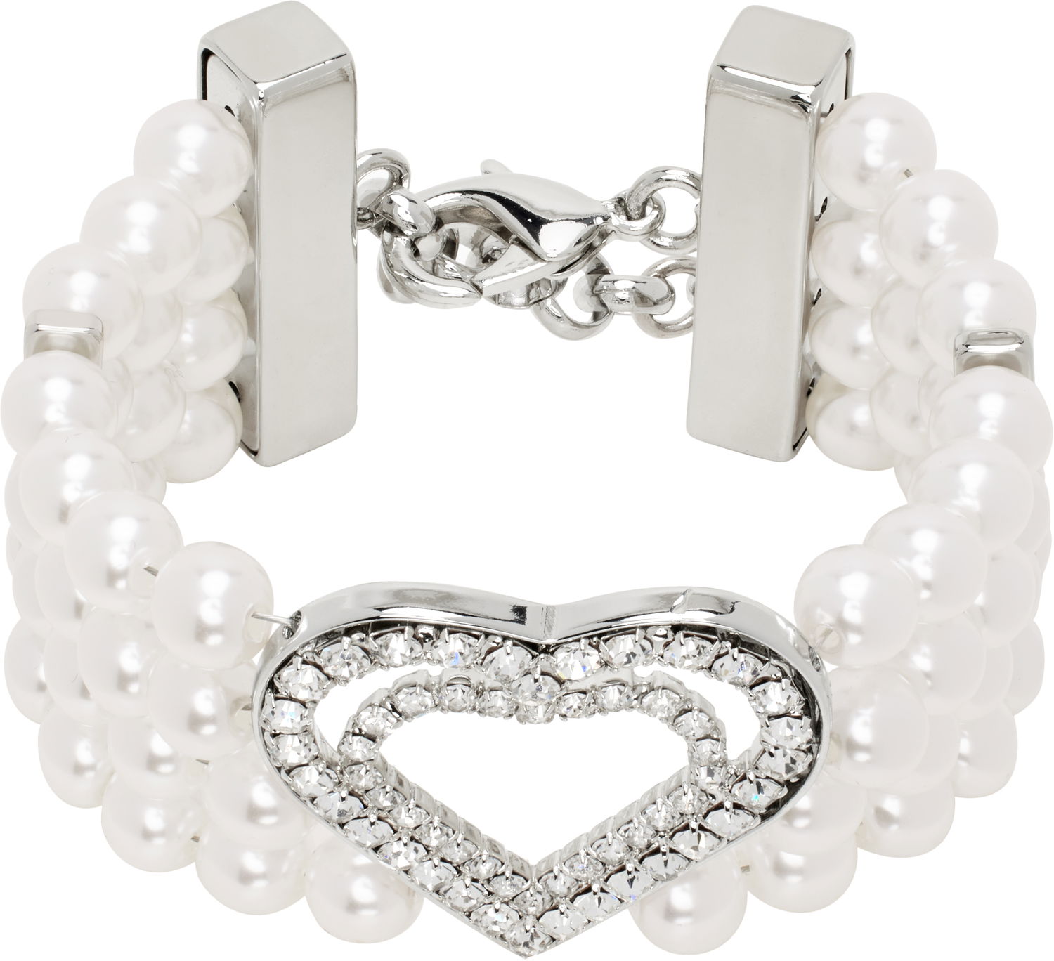 Гривна Blumarine Blumarine Faux-Pearl Heart Bracelet Бяло | P522W330A, 0