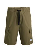 Structured Cotton Cargo Shorts with Drawstring