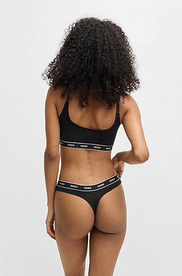 гащички BOSS Three-Pack of Stretch-Cotton Thongs with Logo Waistbands by HUGO undefined | 50495870, 1