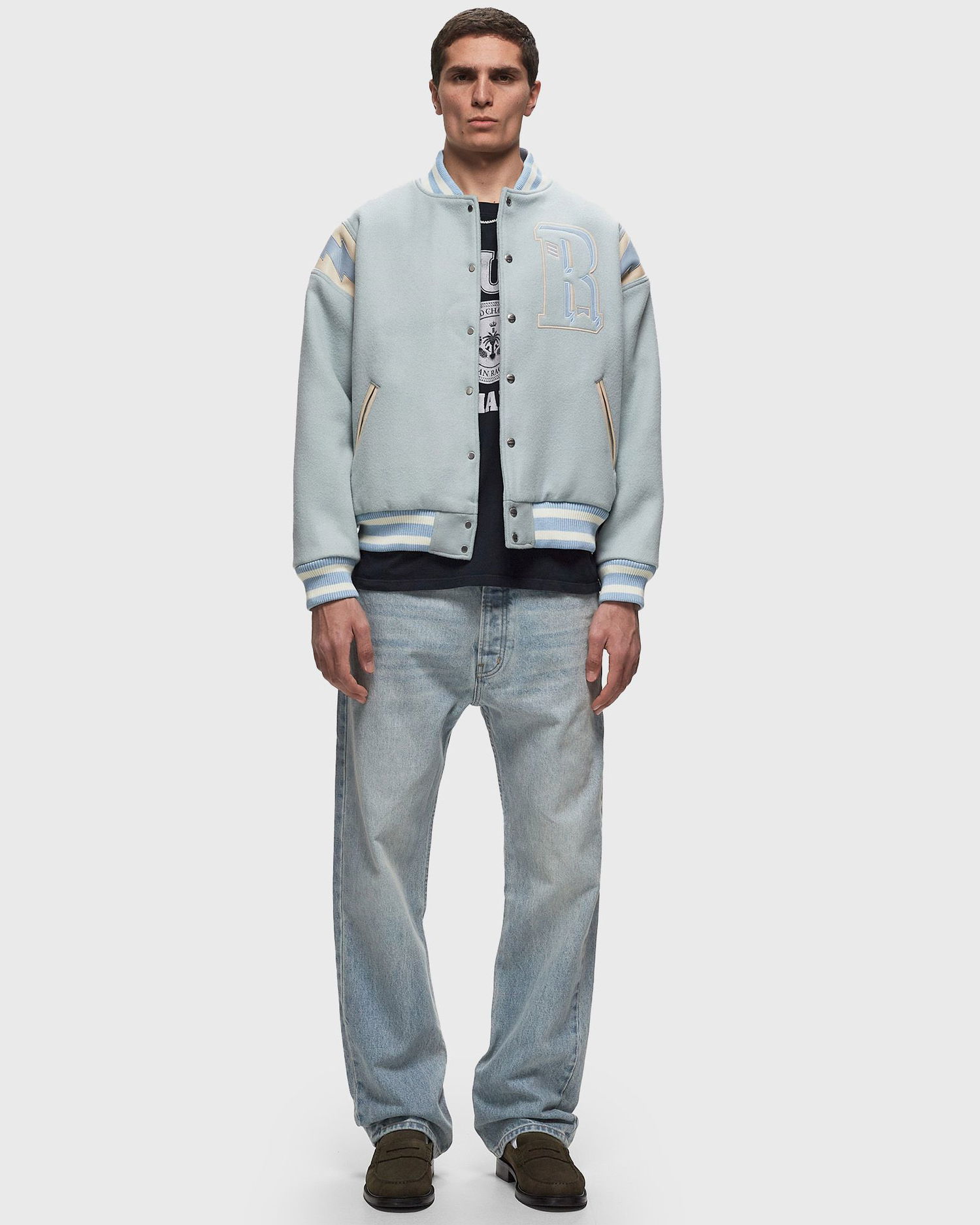 Яке бомбър Rhude MINT WOOL LIGHTING VARSITY Синьо | RHSS24JA048411362136, 1