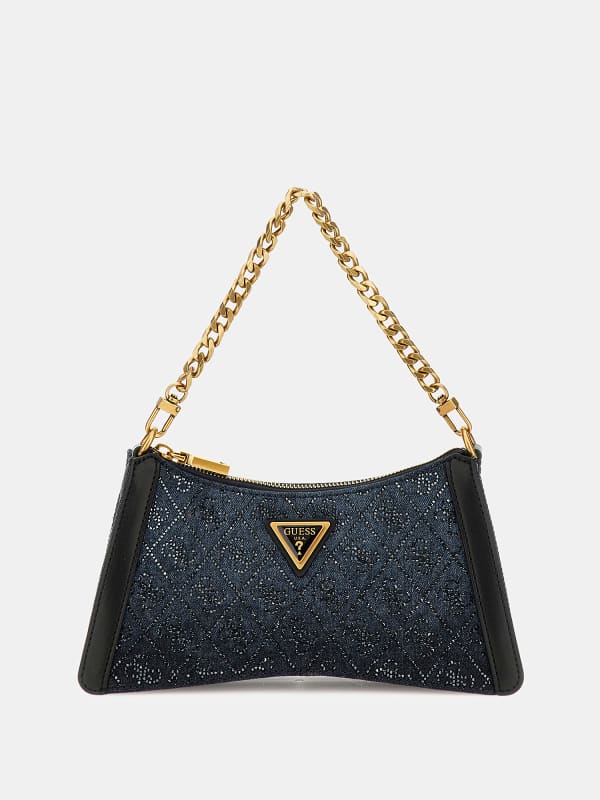 Чанта през рамо GUESS Dili 4G Logo Rhinestone Shoulder Bag Черно | HWDD9330180, 0