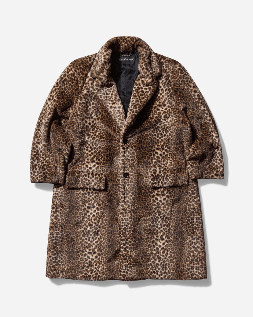 Палта WACKO MARIA Leopard Faux Fur Chesterfield Coat Кафяво | 24FW-WMO-CO06 BEIGE