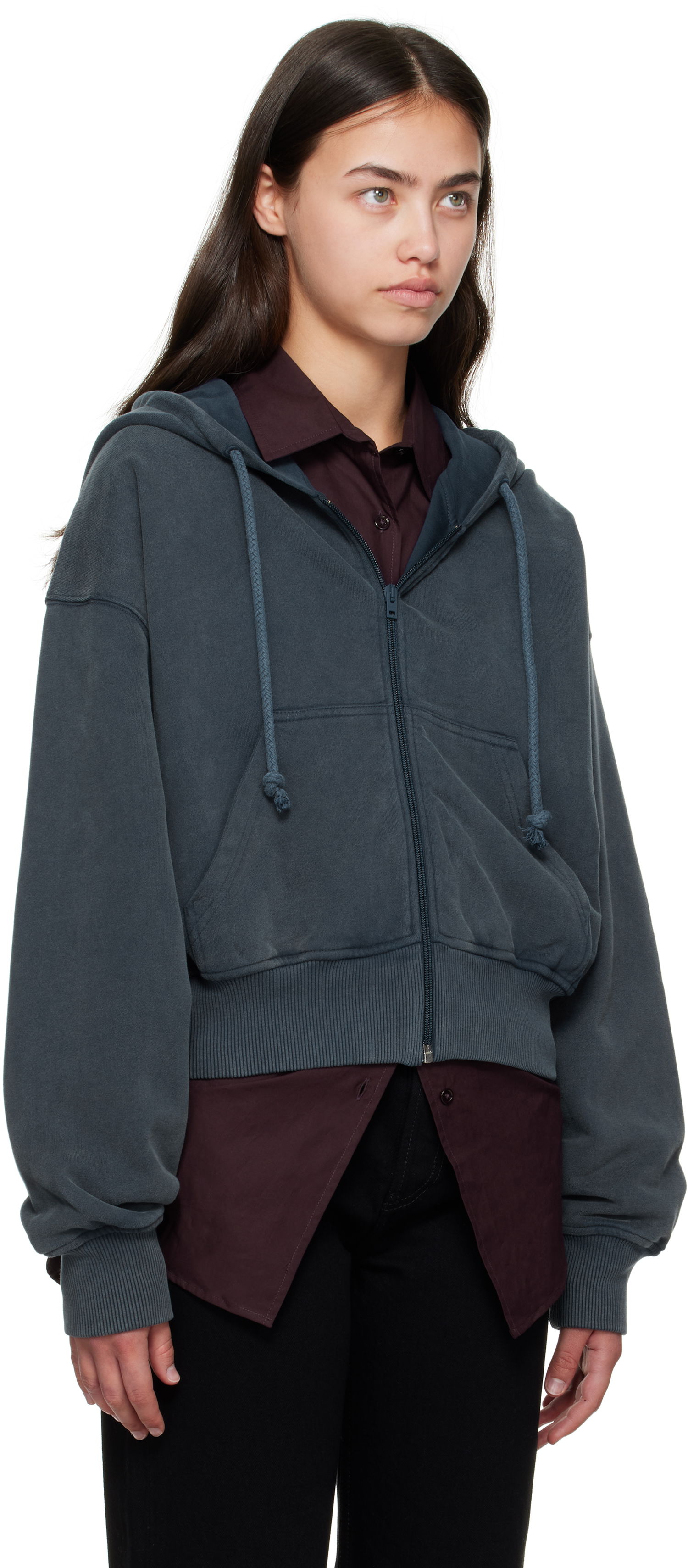 Суитчър Acne Studios Acne Studios Cropped Zip Hoodie Сиво | AI0167-, 1