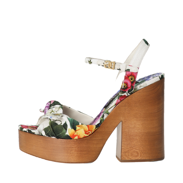 Jacquard Floral Platform Sandals