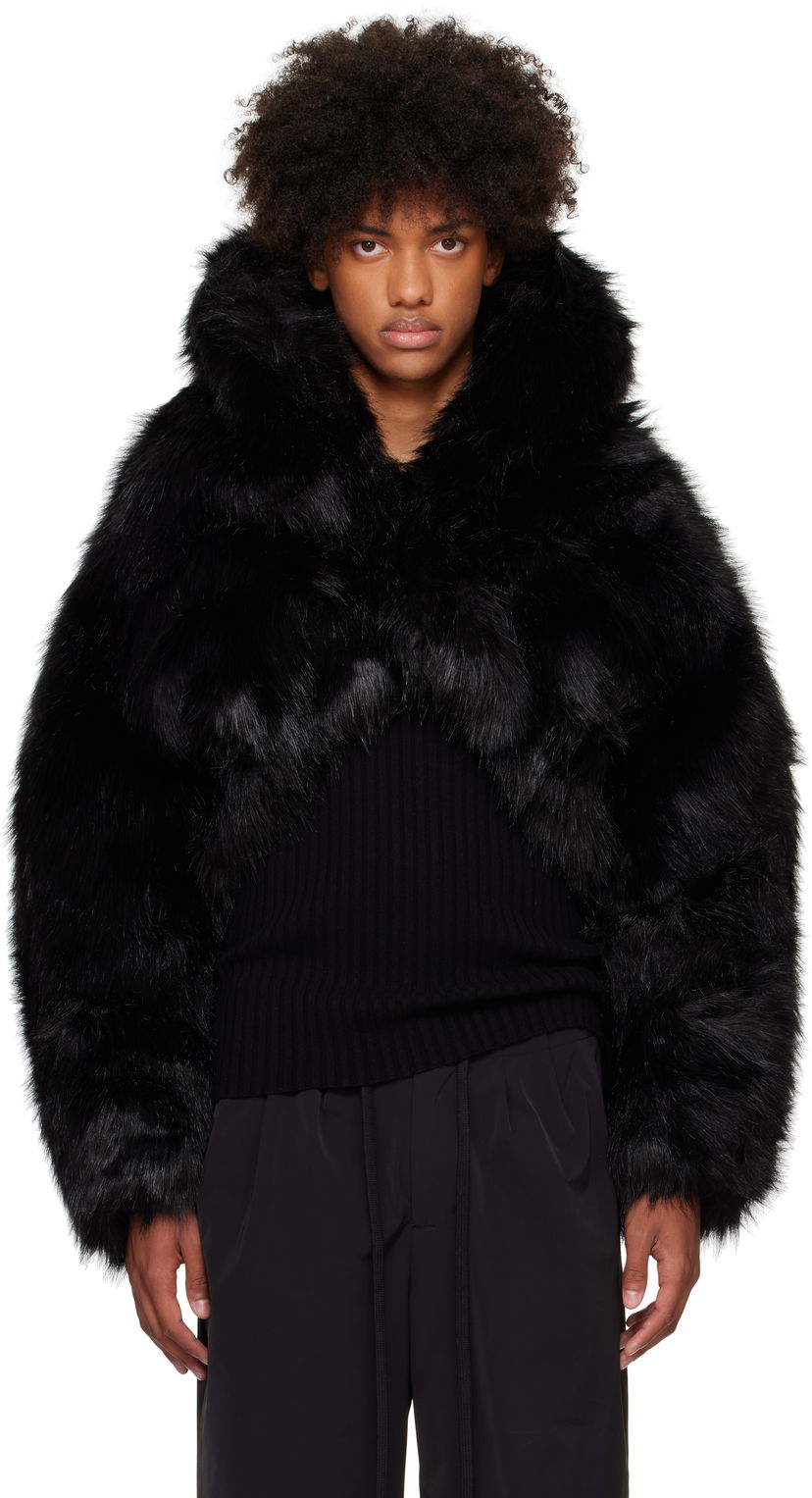 Яке Entire Studios Crop Faux-Fur Jacket Черно | ES2224BL