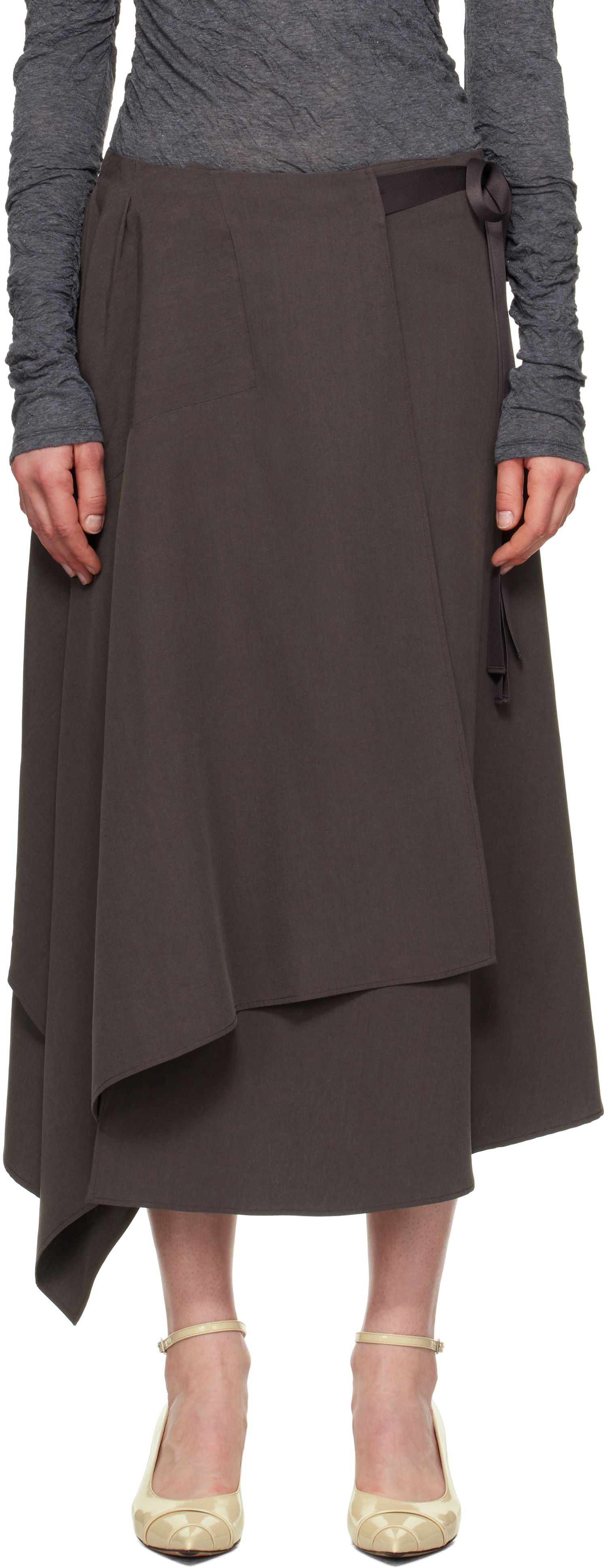 Пола OUR LEGACY Our Legacy Spinnaker Midi Wrap Skirt Кафяво | W2254SCP, 0