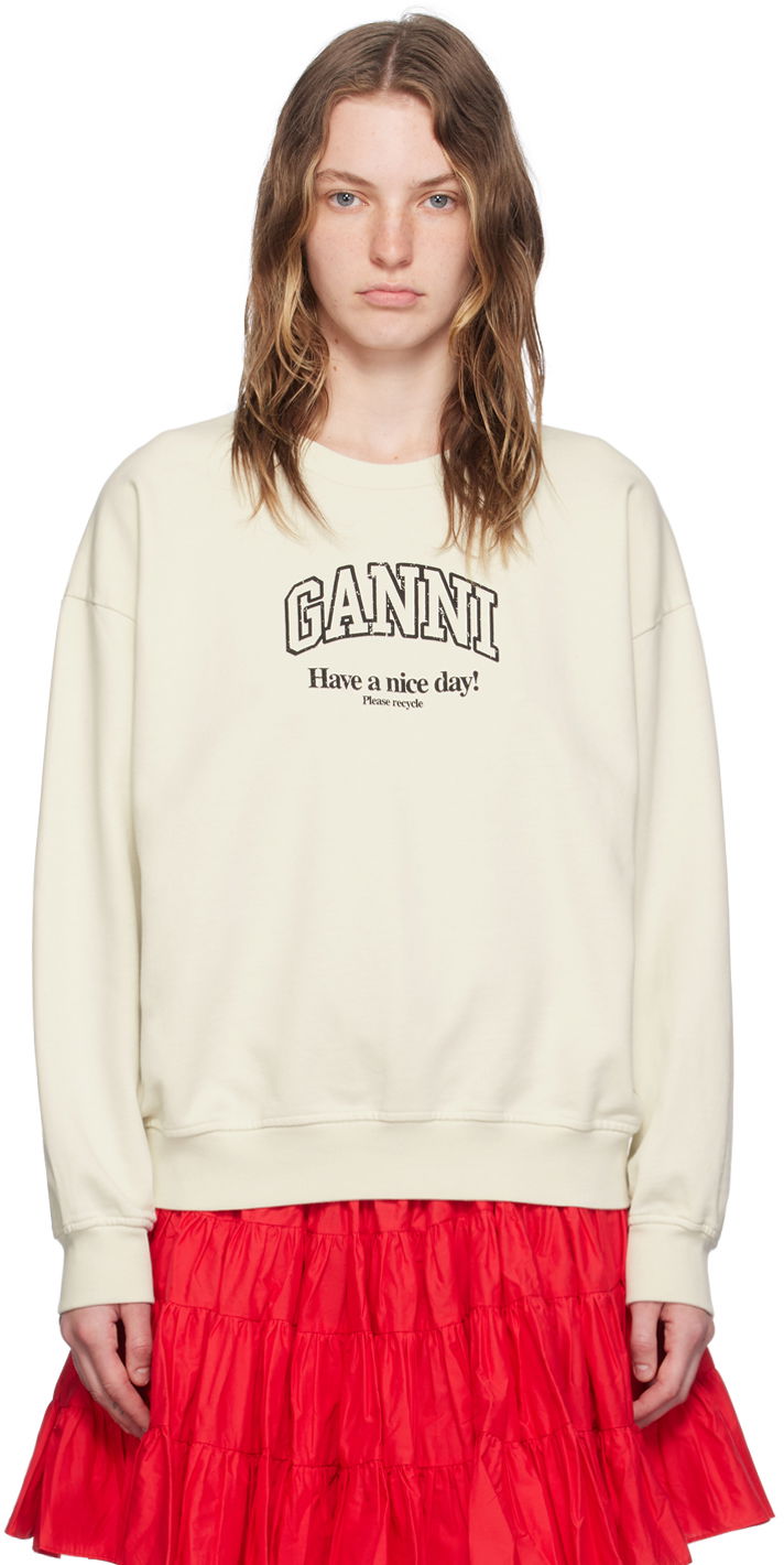 Суитчър GANNI Off-White Isoli Sweatshirt Бежово | T4013, 0