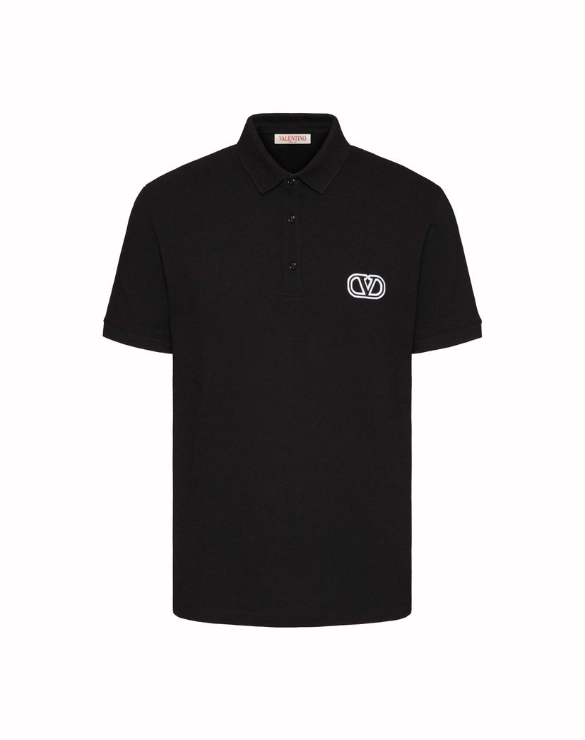 Поло тениска Valentino Vl Logo Poloshirt Black Черно | 3V3MH01K954_0NO