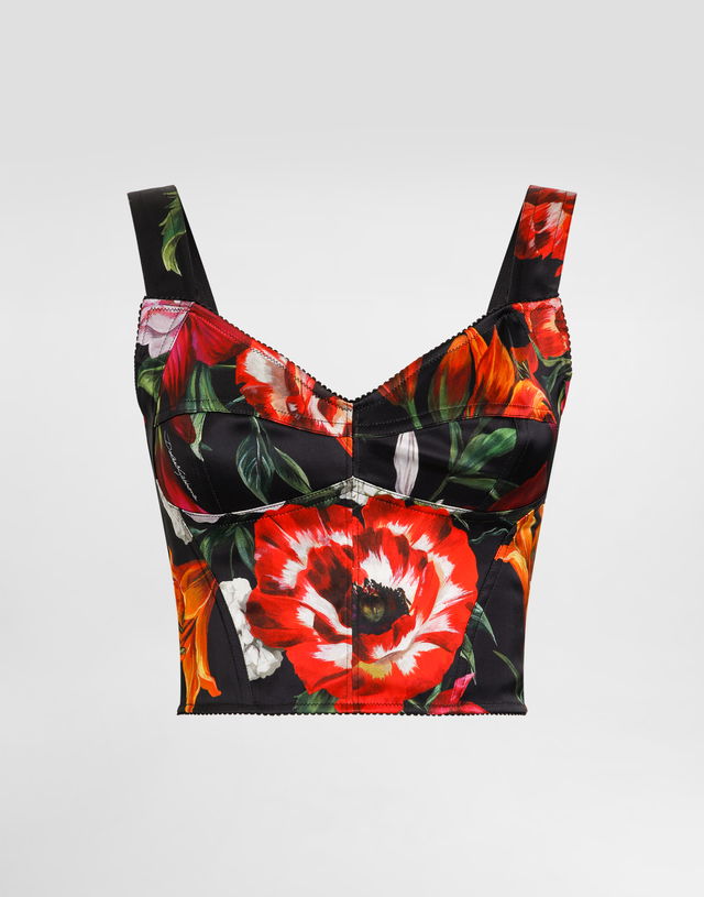 Dolce & Gabbana Satin Corset with Flower Print