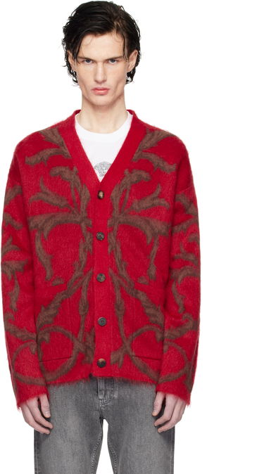 Пуловер Versace Mohair-Blend Cardigan With Baroque Print Червено | 1017300_1A12243, 0