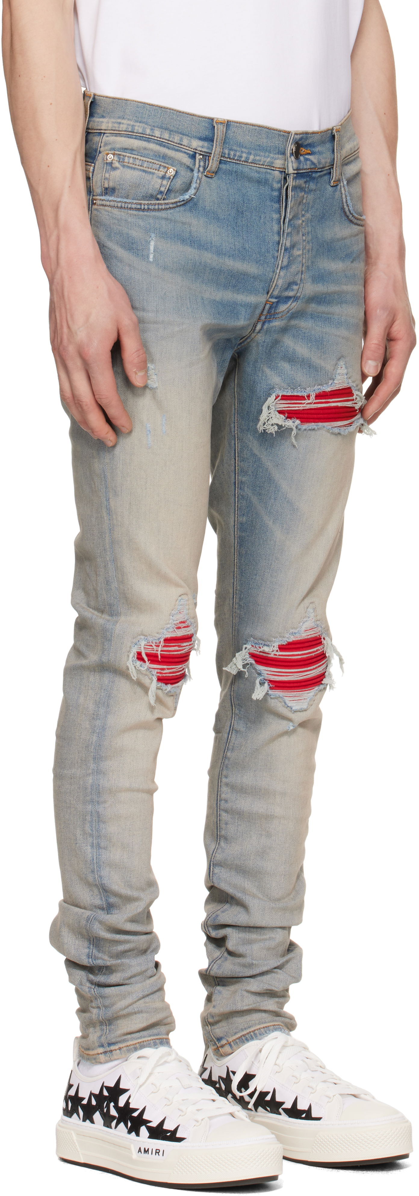 Дънки AMIRI Distressed Slim Jeans Синьо | AMDNSY1056, 1