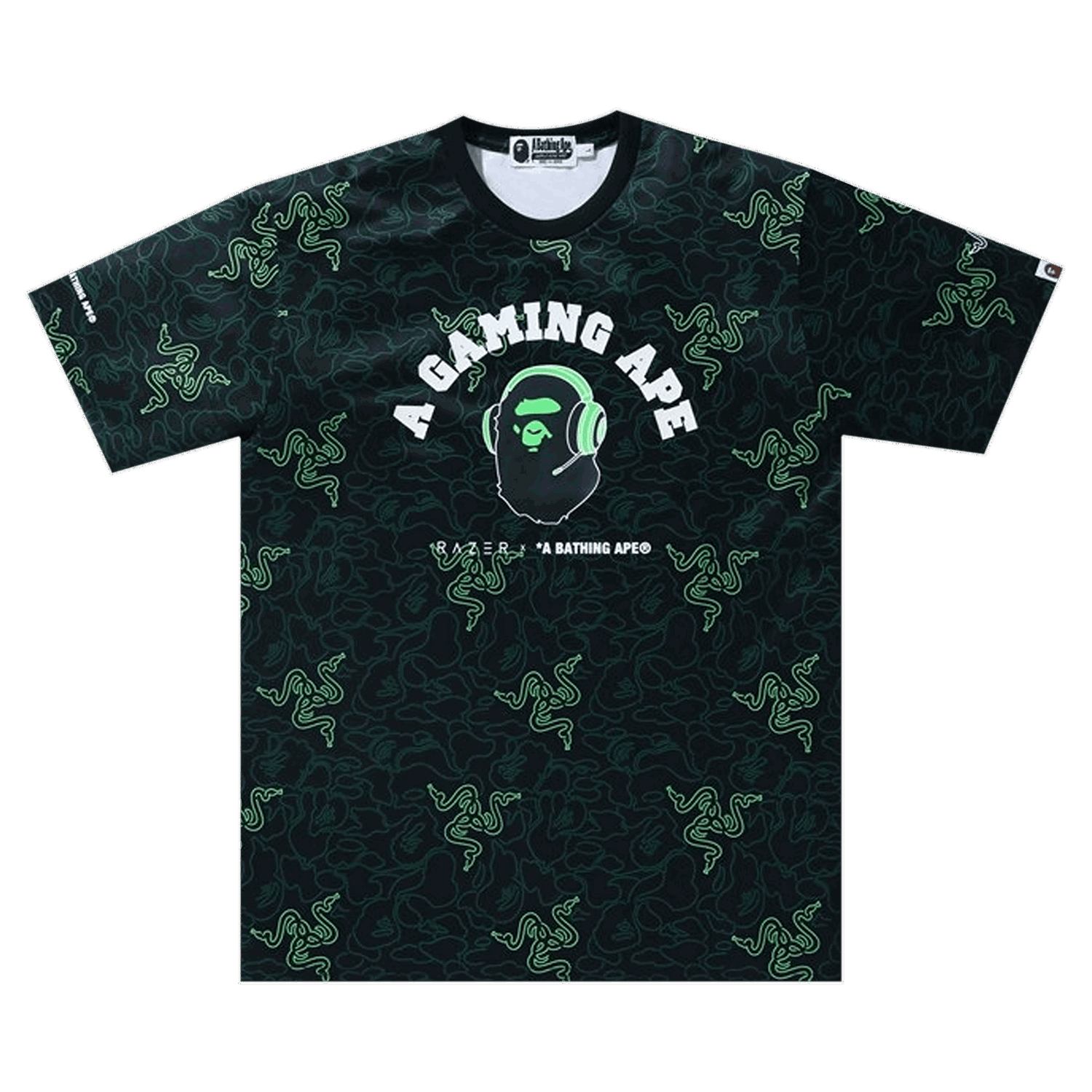 Тениска BAPE x Razer Neon Camo Team Tee Черно | 1G73 109 913 GREEN, 0