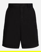 Stretch Cotton Cargo Shorts With Brand Plate