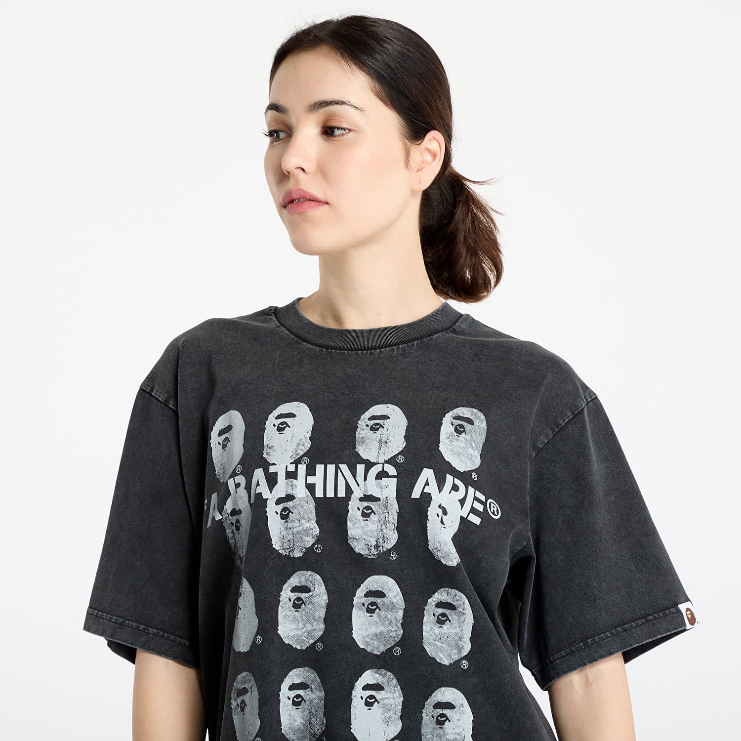 Тениска BAPE A BATHING APE Garment Dye Logo Relaxed Fit Tee Черно | 001CSL301348MBLK, 1