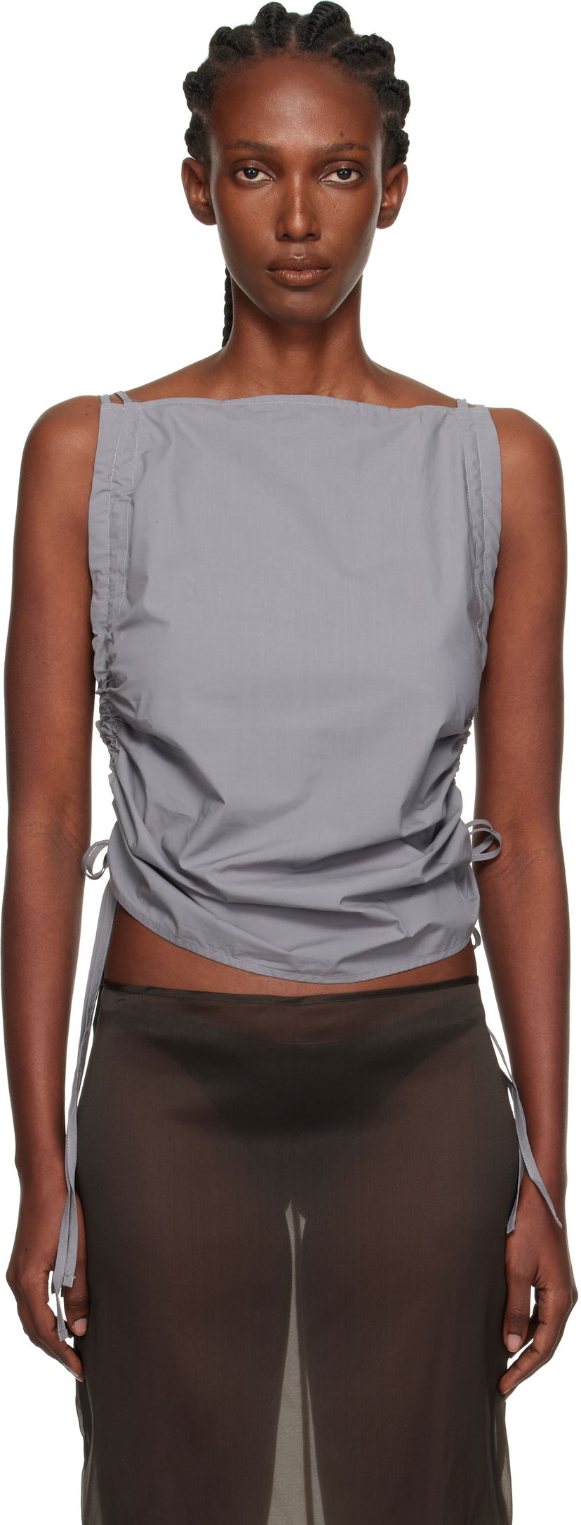 Потник Baserange Baserange Pictorial Ruched Strap Top Сиво | TSPIS-PO-AU25