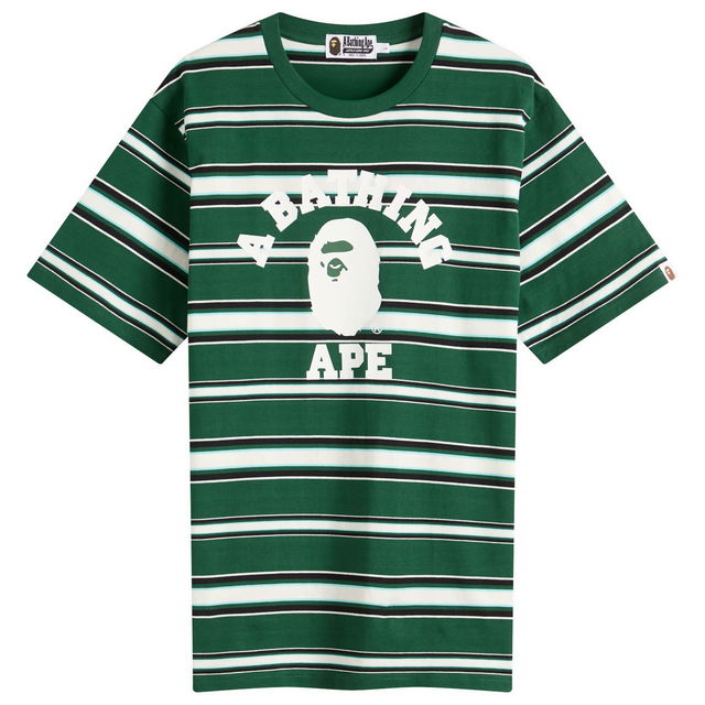 A Bathing Ape College Stripe Tee, Size L