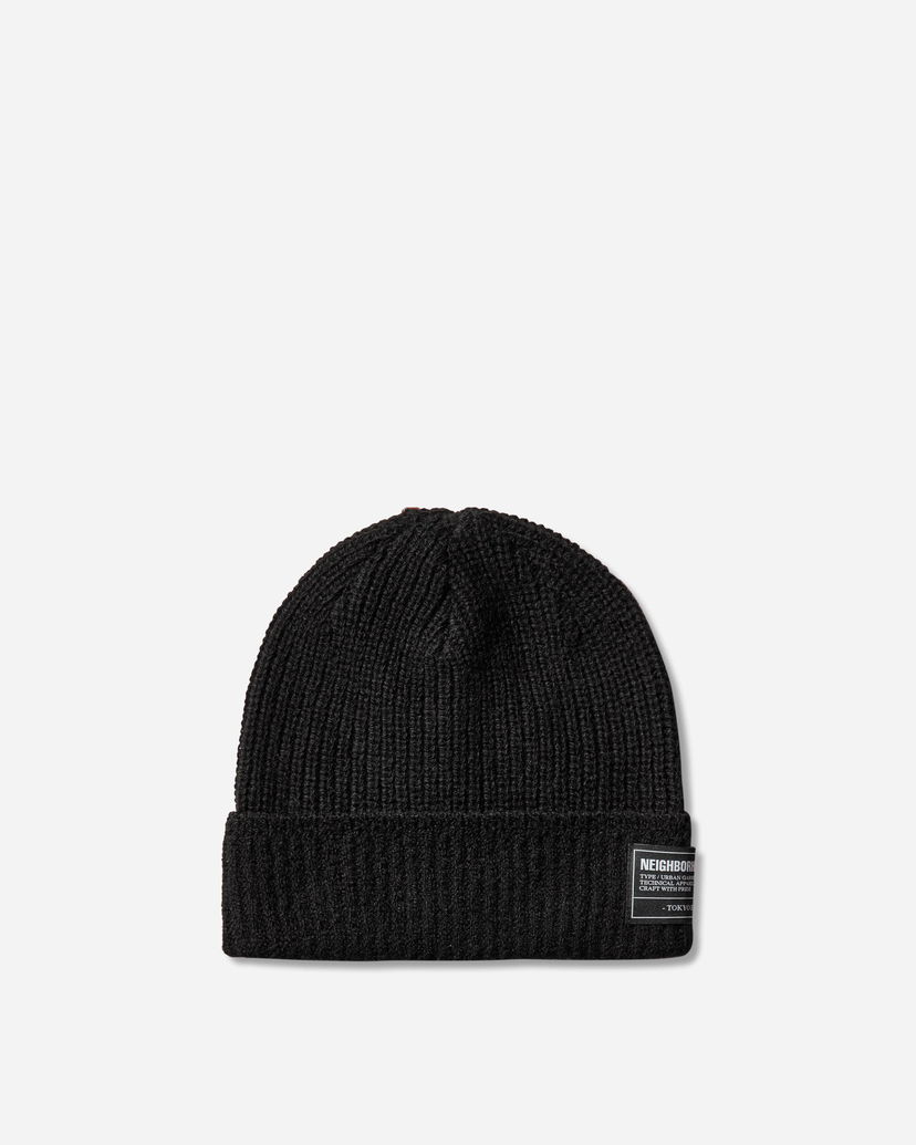 Шапка Neighborhood Ribbed Knit Beanie Черно | 252FUNH-HT01 BLACK