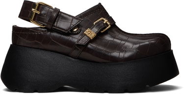 Кецове и обувки GANNI Platform Croc-Embossed Clog Loafers Кафяво | S3231, 0