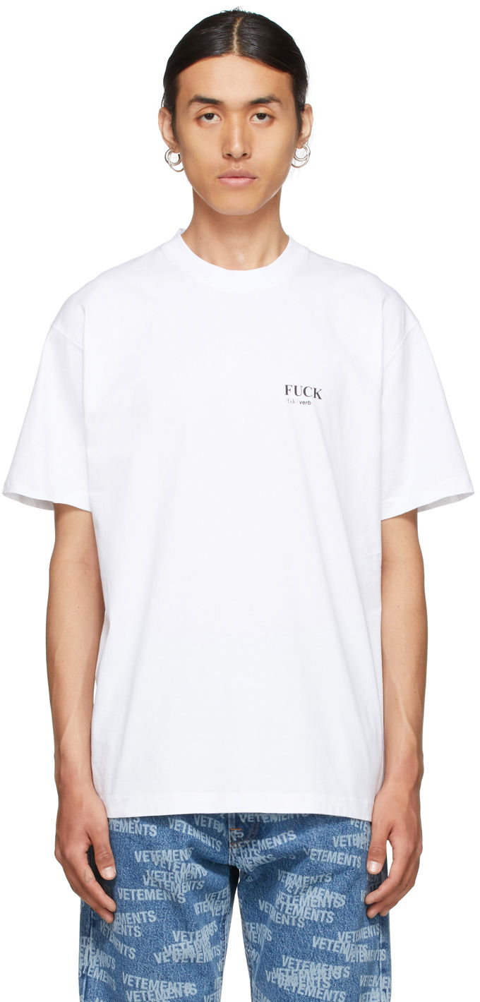 Тениска VETEMENTS Definition 'Fuck' T-Shirt Бяло | UA52TR160W, 0