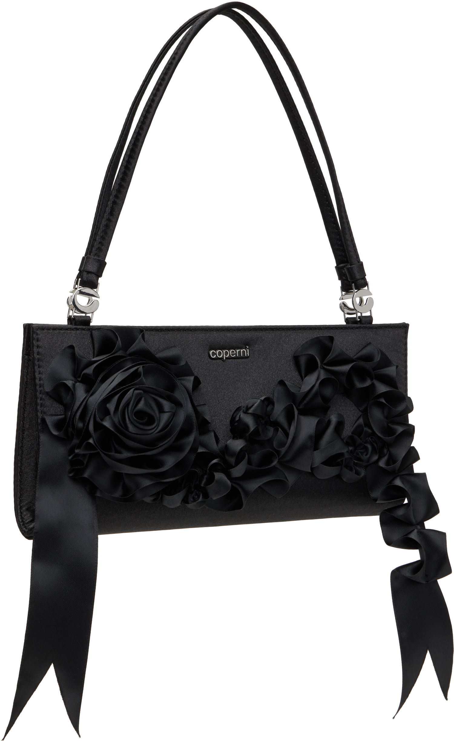 Дамска чанта Coperni Coperni Pleated Ribbon Satin Pochette Bag Черно | COPBA99PRF2041, 1