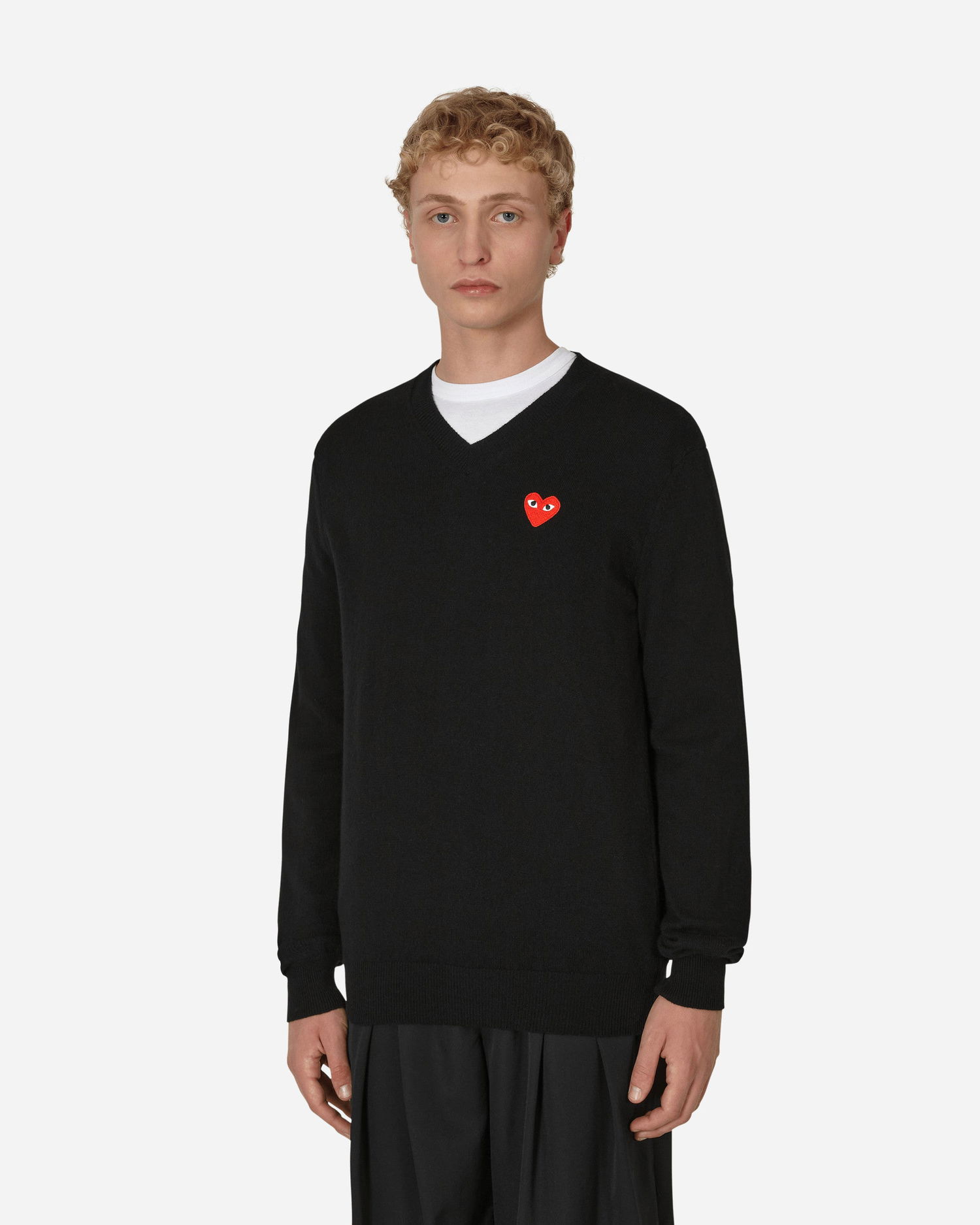 Пуловер Comme des Garçons Heart V-Neck Sweater Черно | P1N002 A, 0