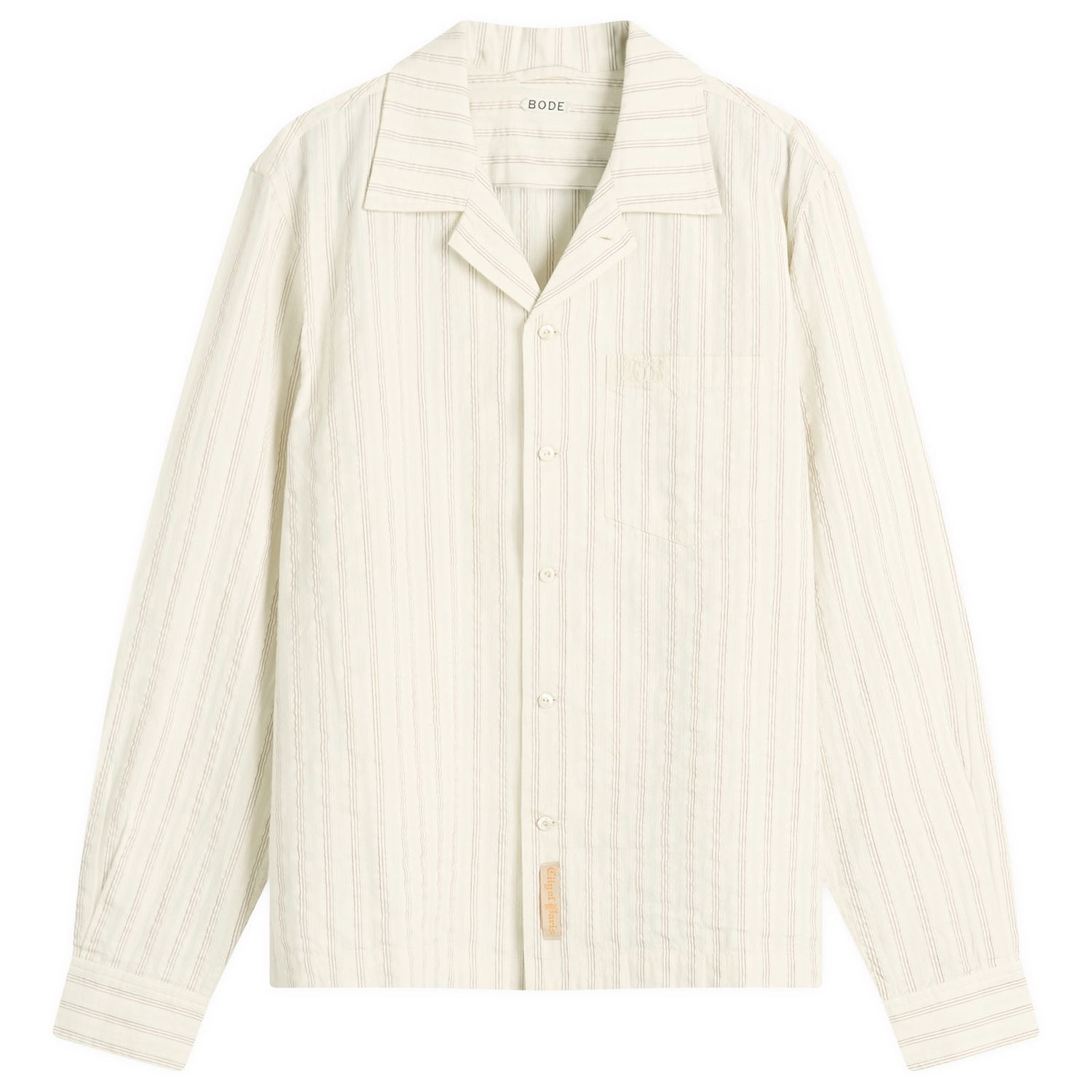 Риза Bode BODE Lavender Sail Striped Shirt, Size Large Бяло | MRS25SH027-WHP, 0