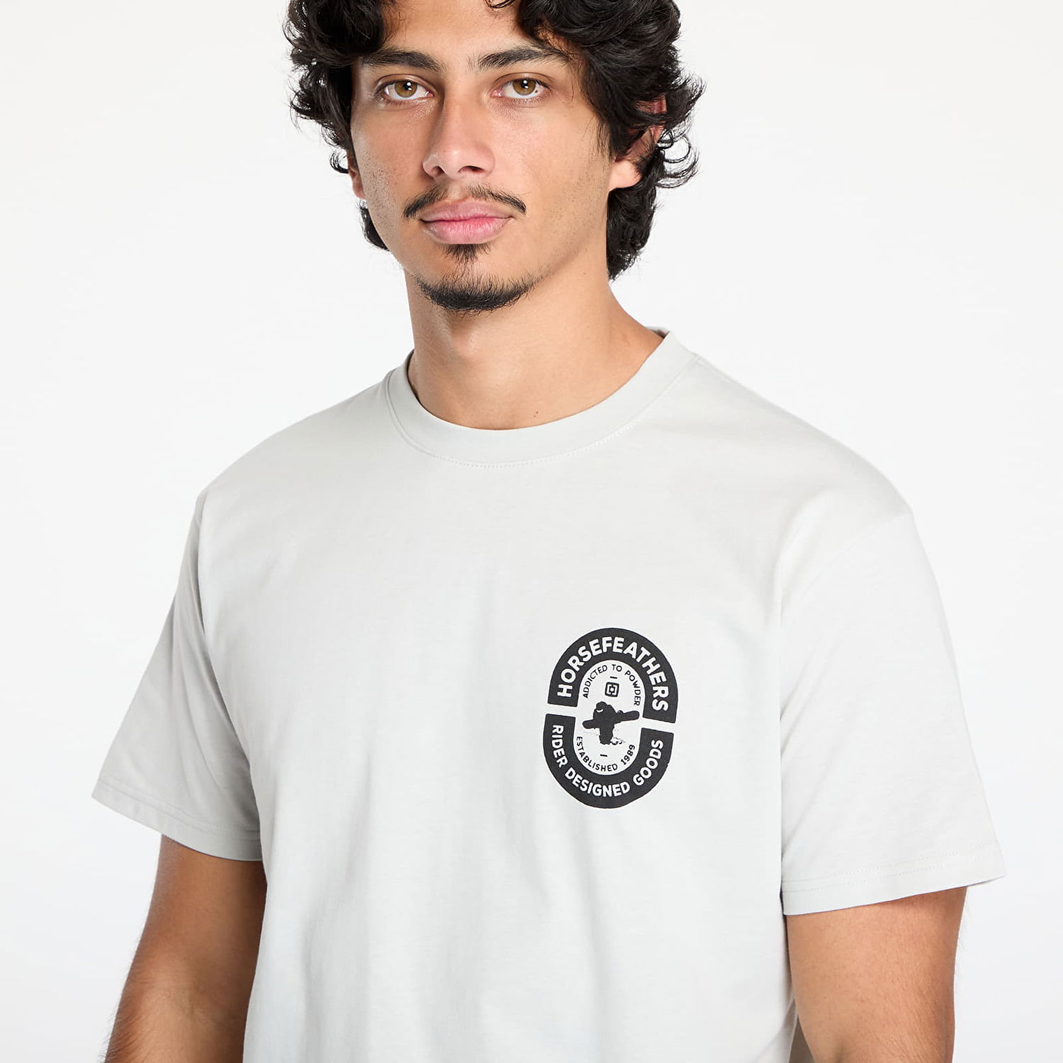Тениска Horsefeathers Powder Badge II T-Shirt Cement M Бяло | SM1359C, 1