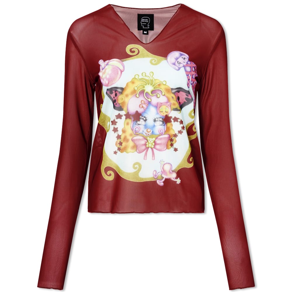 Тениска Brain Dead Gaspar Butterflies Mesh Top Бургунди | BDF22T29002592RD05, 0
