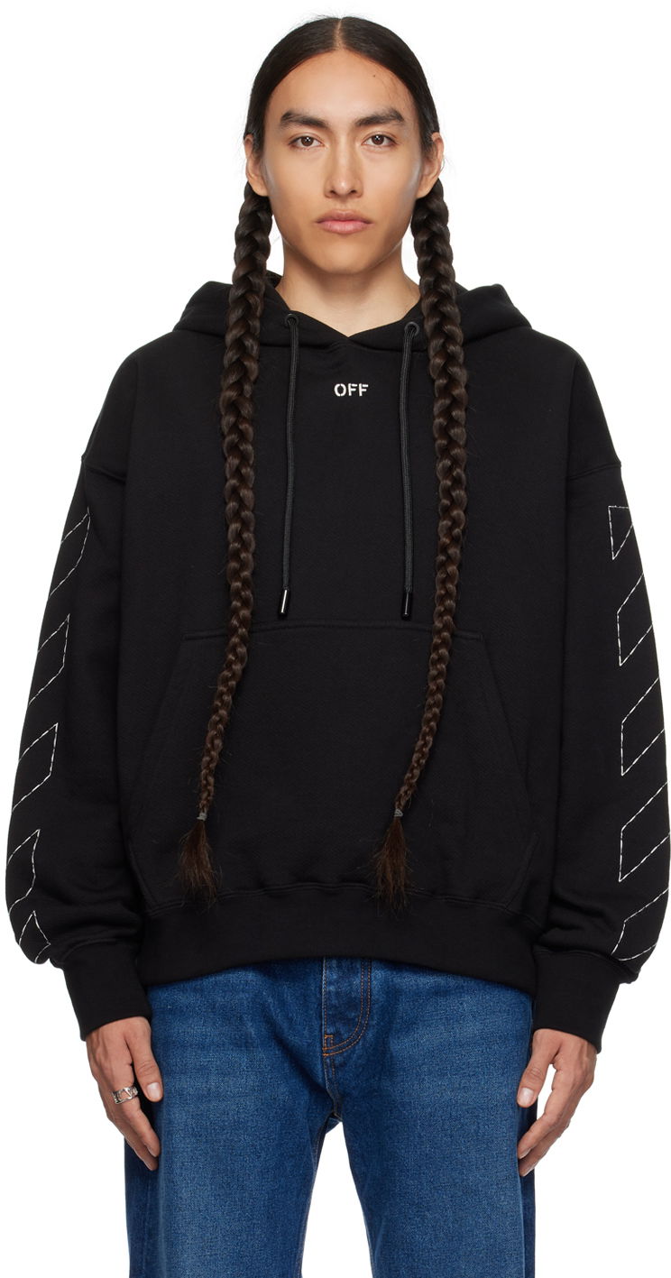 Суитчър Off-White Black Stitch Hoodie Черно | OMBB085F23FLE0191001