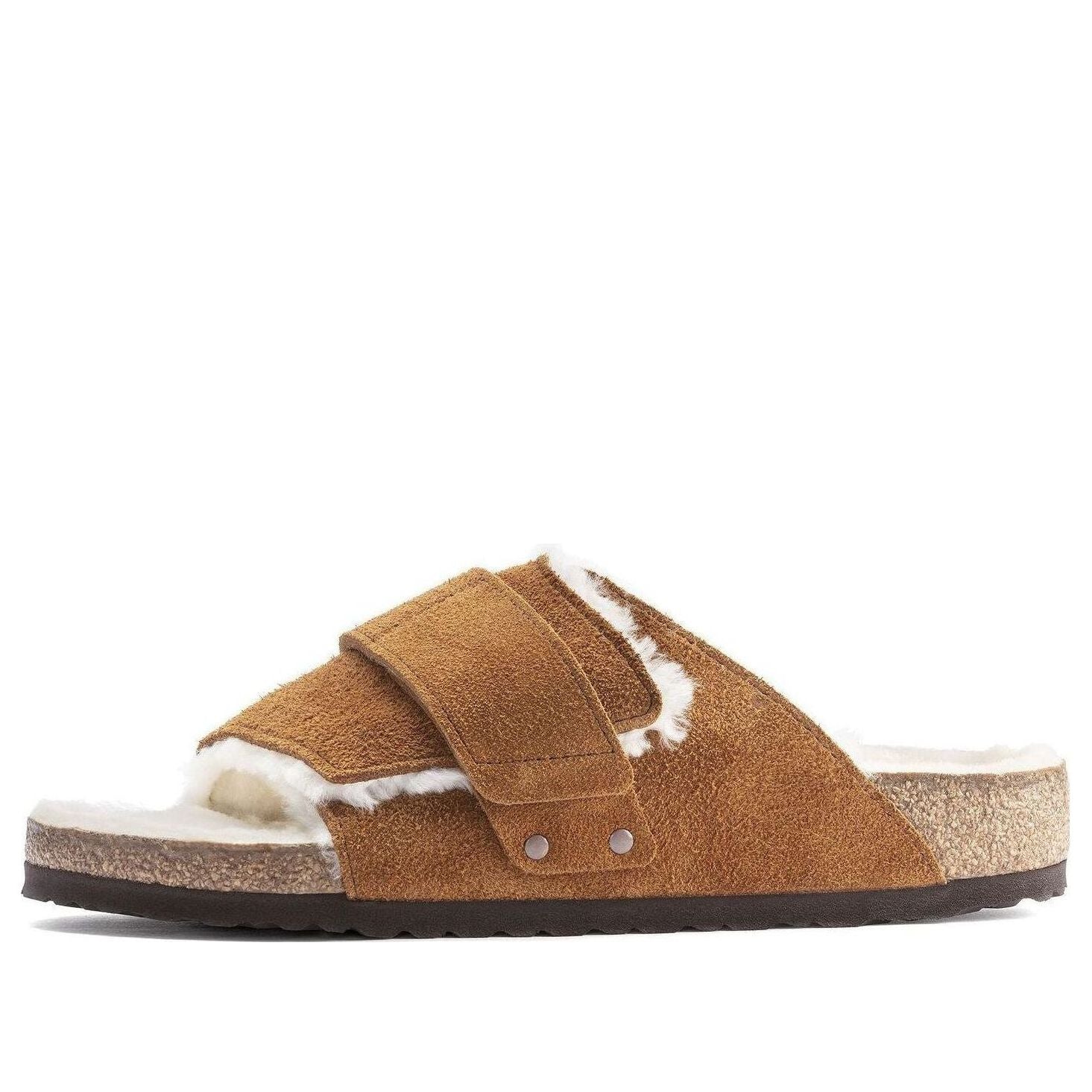 Кецове и обувки Birkenstock Birkenstock Kyoto Shearling Suede Leather Sandals Кафяво | 1023202, 0