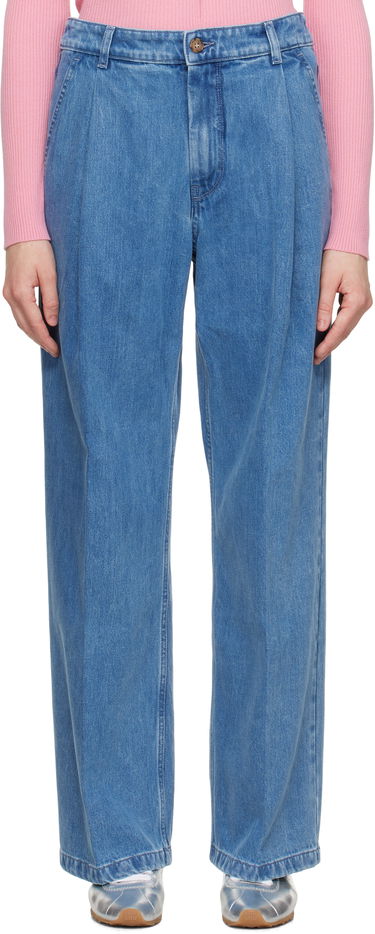 Дънки MAISON KITSUNÉ Maison Kitsuné Pleated Denim Jeans Синьо | OW01101WD4010, 0