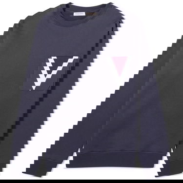 Пуловер Valentino Men's Large V Logo Crew Sweat Navy Тъмно синьо | 4V3MF26W9Y1-598, 0