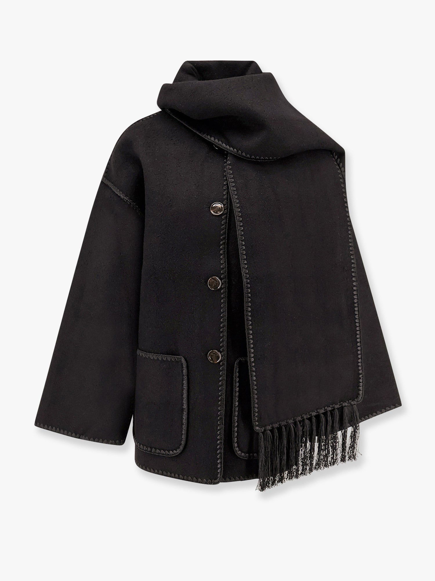Палта TOTEME Fringed Oversized Wool-Cashmere Coat by Toteme Черно | 2241018201200, 0