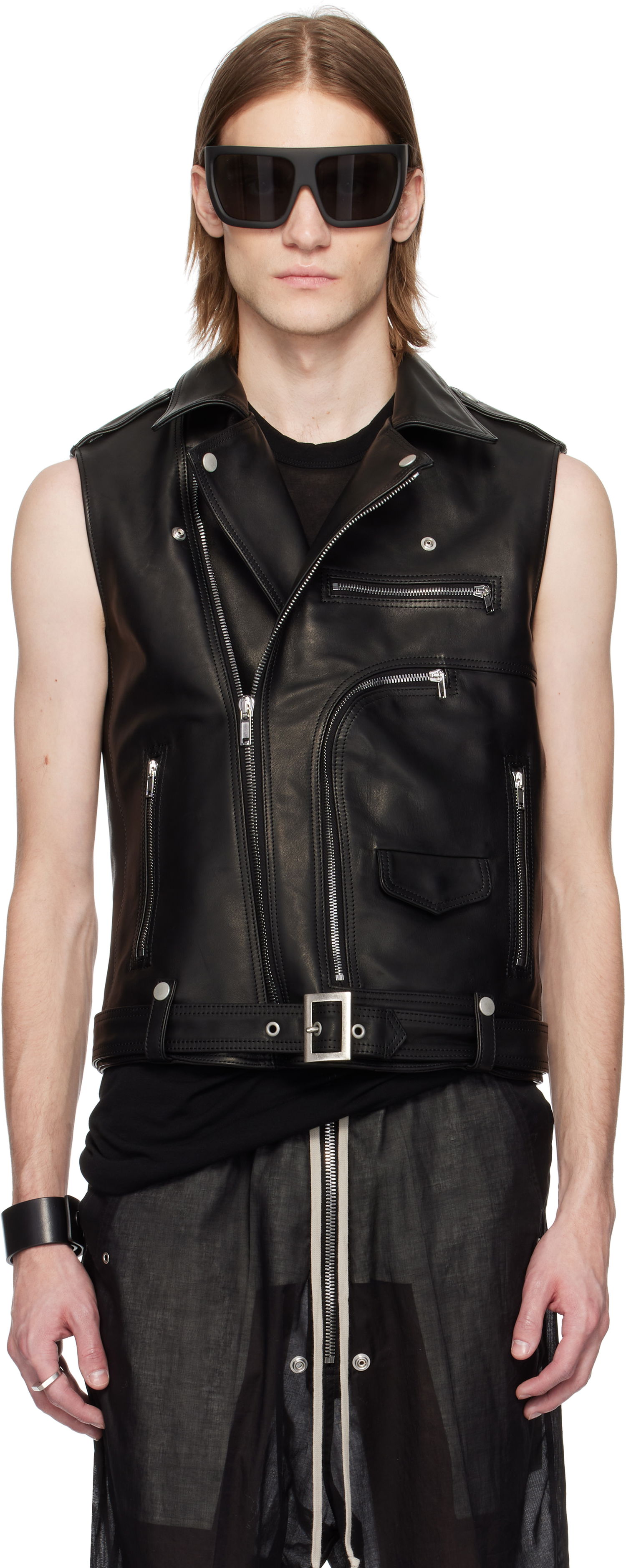 Жилетка Rick Owens Rick Owens Hollywood SL Bauhaus Stooges Leather Vest Черно | RR01E5710 LHJP, 0