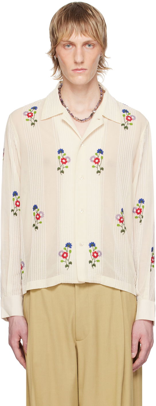 Риза Bode Wildflower Embroidered Relaxed Shirt Бяло | MRS24SH051, 0