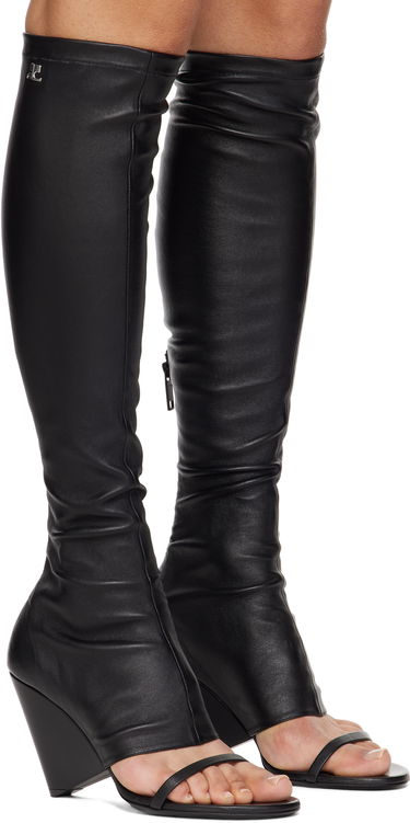 Облекло Courrèges Courrèges Oblique Wedged Leather Tall Boots Черно | 225SBT053AG0034, 3