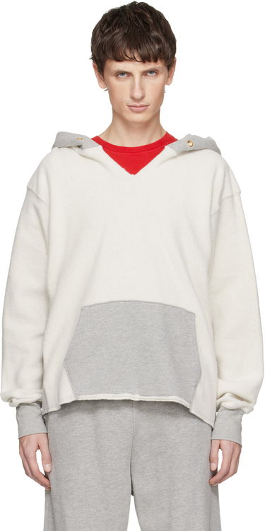 Суитчър LES TIEN Heavyweight Inside Out Raw Cropped Hoodie Бяло | CF-1150-IO, 0