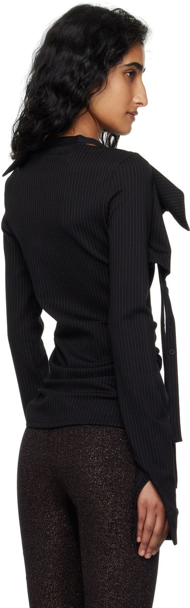 Риза Ottolinger Ada Pinstripe Asymmetric Long Sleeve Blouse Черно | 102-105904-01, 2