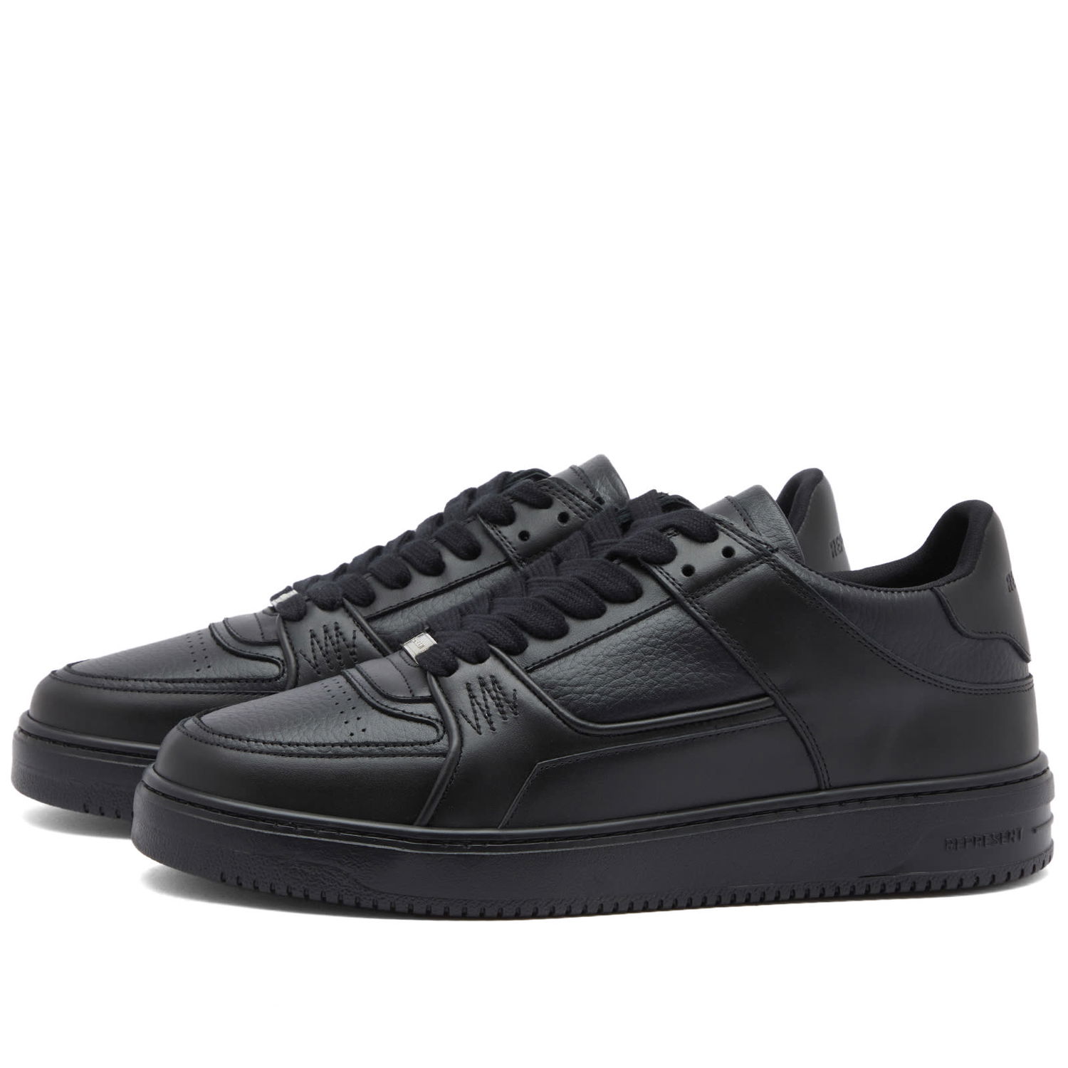 Облекло Represent Clo Represent Men's Apex Leather Sneakers in Triple Black, Size UK 7 | END. Clothing Черно | MC9002-100, 0