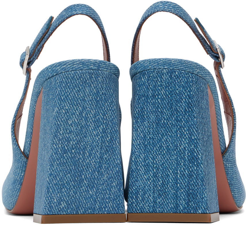 Кецове и обувки Amina Muaddi Sling Suede Heels Синьо | CHARLOTTE SLING BLOCK PRINTED, 1
