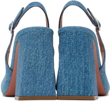 Кецове и обувки Amina Muaddi Sling Suede Heels Синьо | CHARLOTTE SLING BLOCK PRINTED, 1