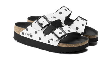 Кецове и обувки Birkenstock Papillio Arizona Platform BF White Black Dots Narrow Бяло | 1015878, 6