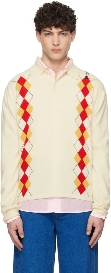 Пуловер Marni Marni Argyle Detail Knit Polo Shirt Бежово | POMG0072Q2 UFH546, 0