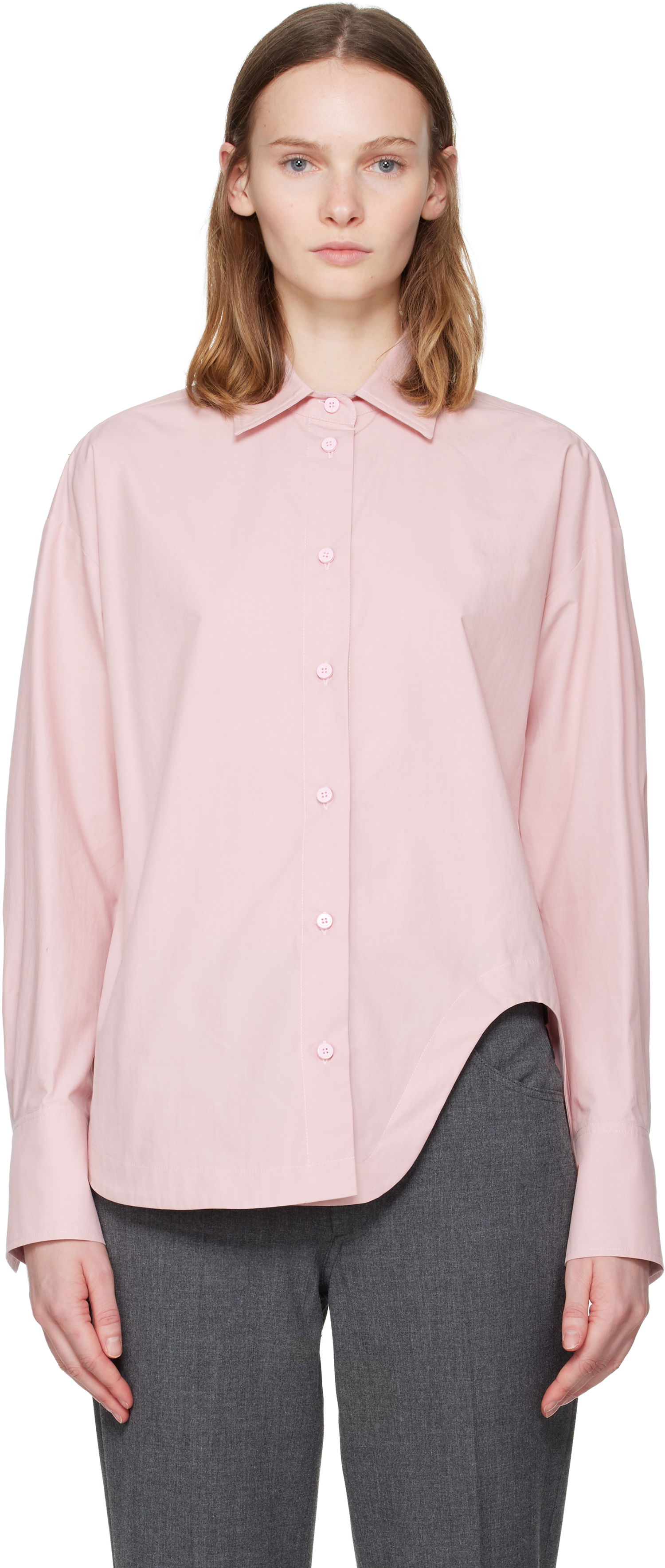 Риза The Attico Eliza Long-Sleeve Button-Up Shirt Розово | 251WCH00014 CCC052AA, 0