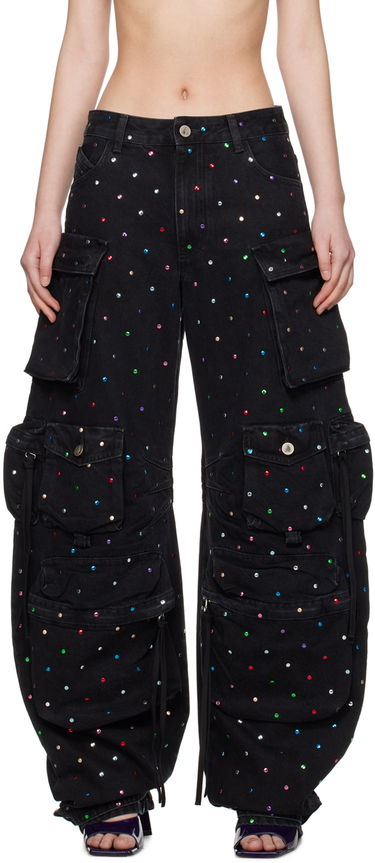 Карго панталони The Attico The Attico Crystal-Embellished Cargo Jeans Черно | 247WCP84 D075S, 0
