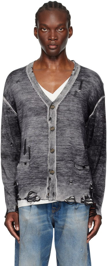 Пуловер R13 R13 Reverse Print Boyfriend Cardigan Сиво | R13MY200-Y158B, 0