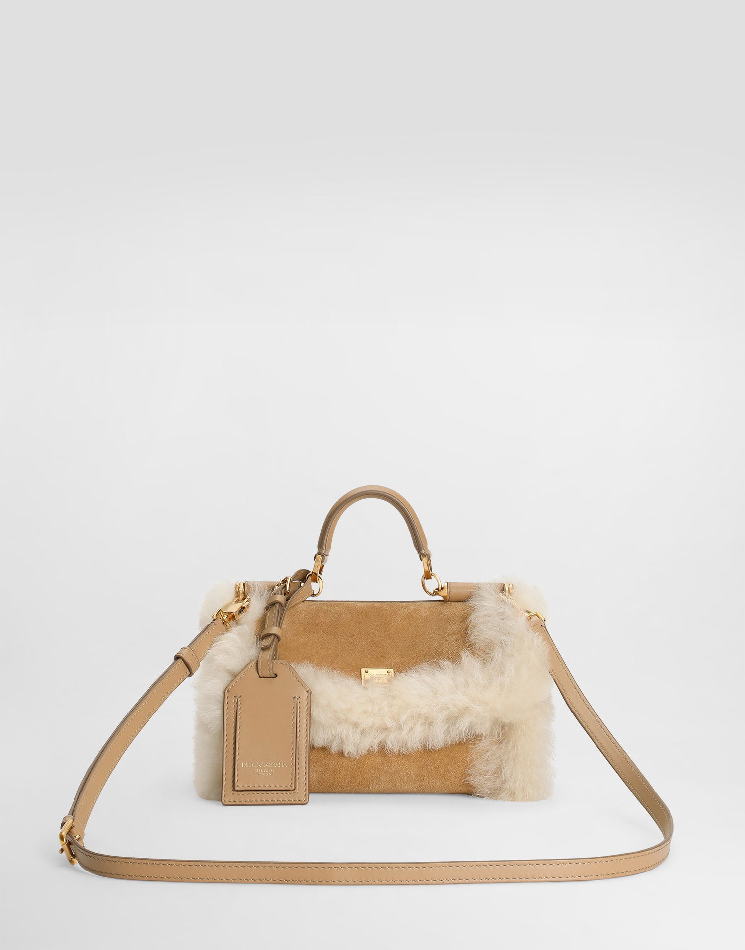Дамска чанта Dolce & Gabbana My Sicily Shearling Handbag Бежово | BB7864BQ5398L798, 1