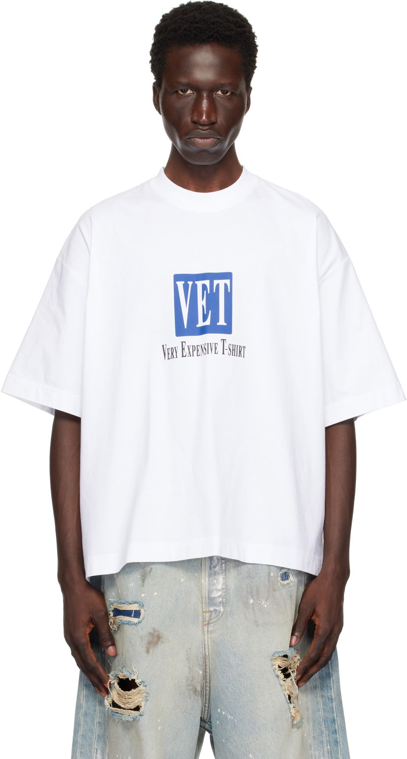 Тениска VETEMENTS 'VET' Cropped Boxy T-Shirt Бяло | UA66TR685W