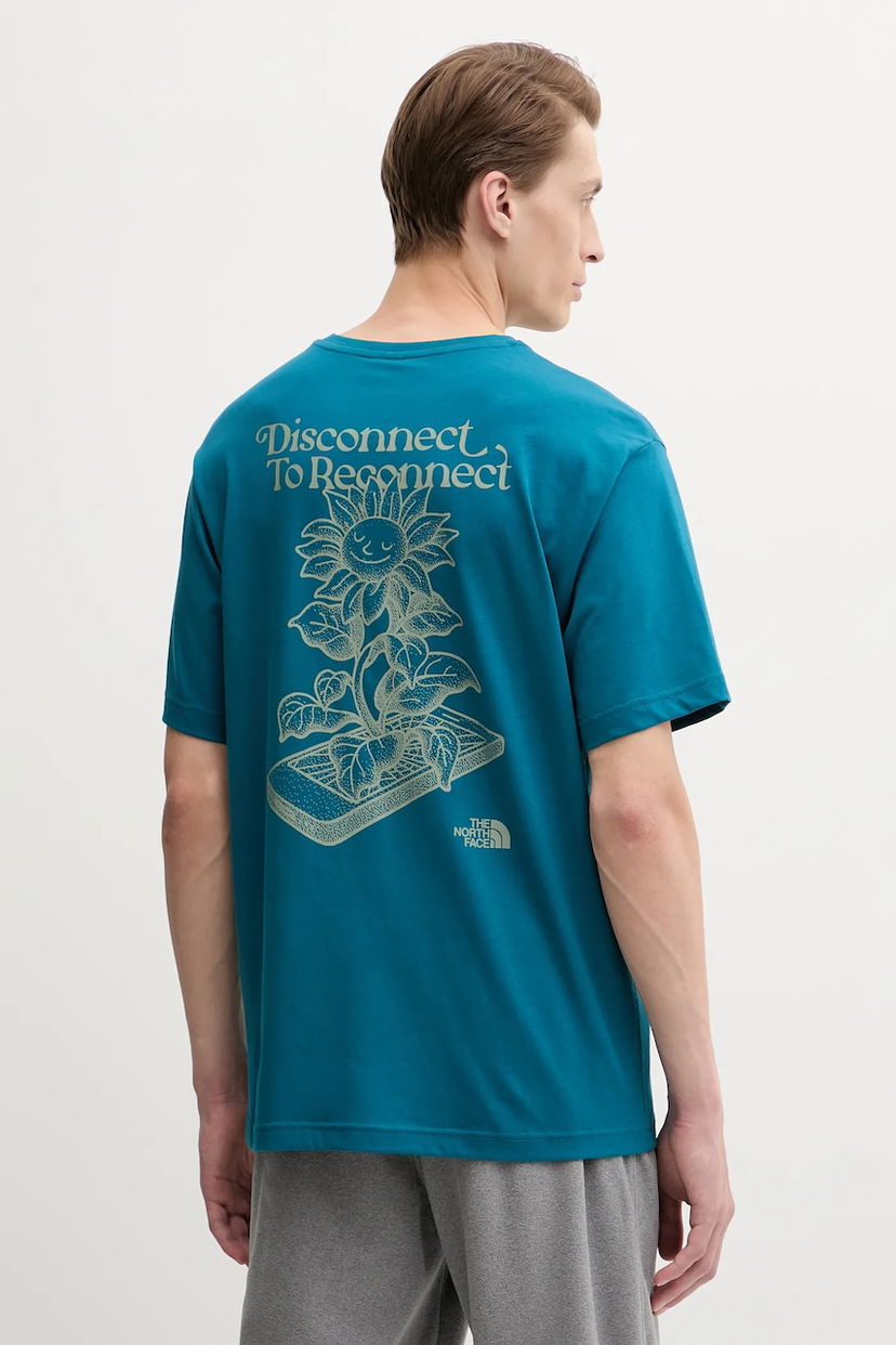 Тениска The North Face Connect Relaxed Disconnect To Reconnect Graphic T-Shirt Тюркоазено | NF0A8E3YBSI1
