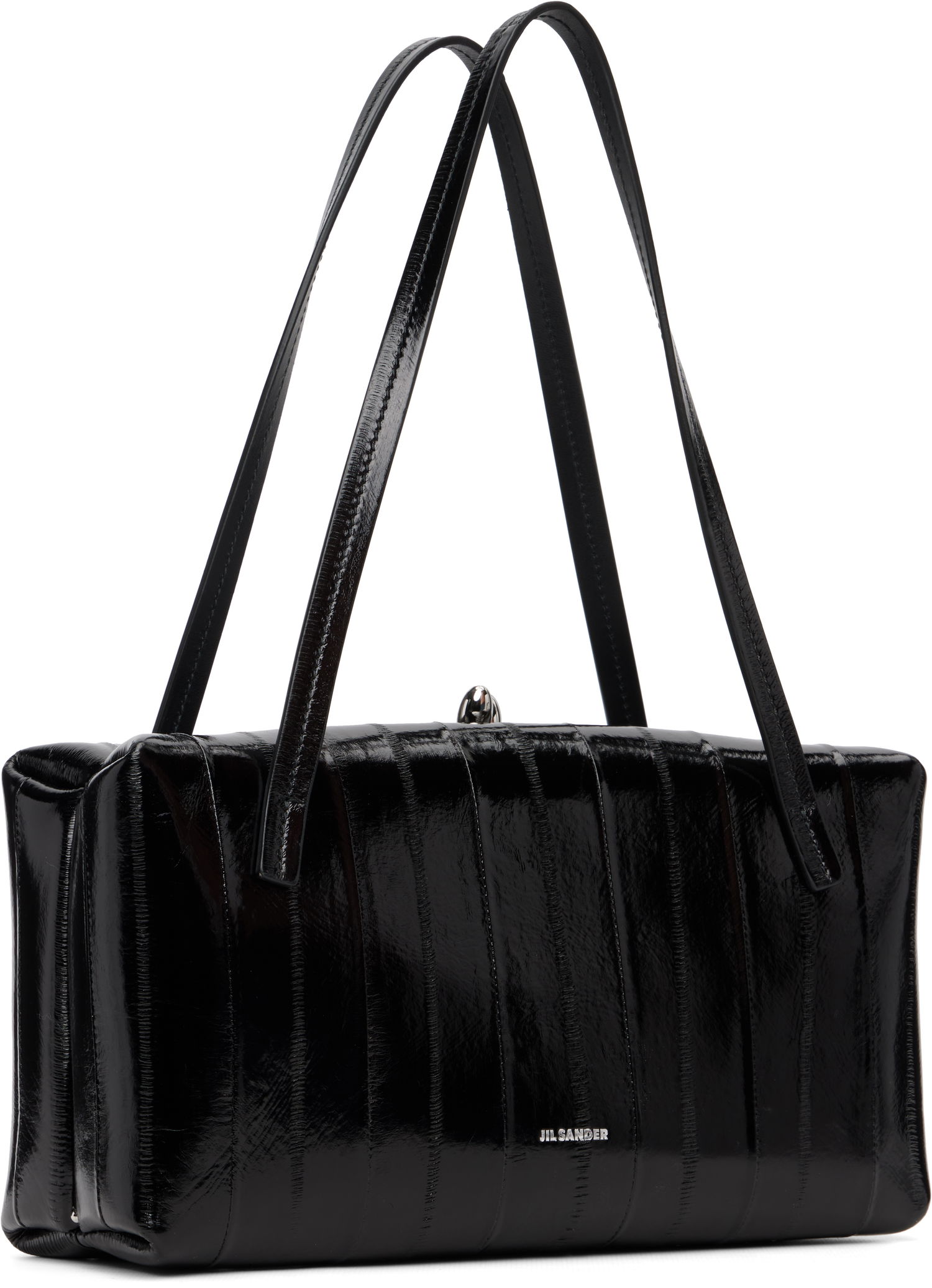 Дамска чанта Jil Sander Goji Pillow Small Patent Ribbed Top-Handle Bag Черно | J08WD0078_P8693, 1